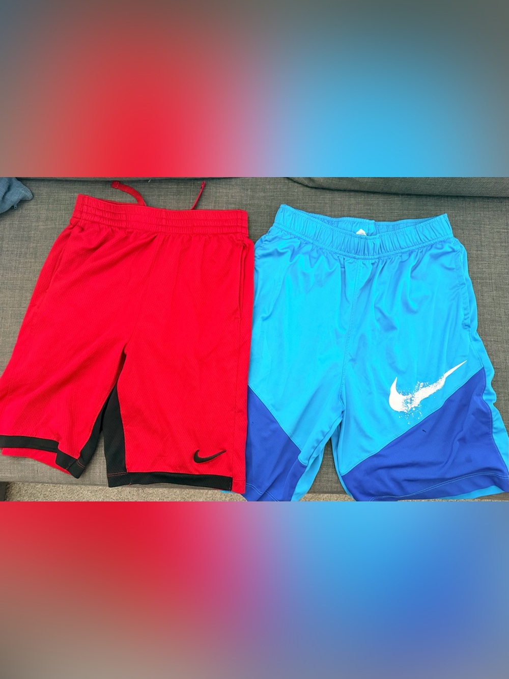 Nike Kids XL Red and Light Blue Athletic Shorts Duo